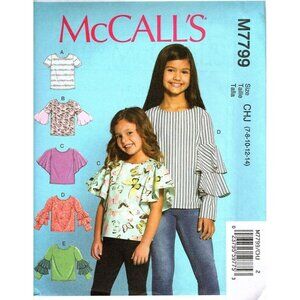 McCall's M7799 Girls 7 to 14 Tops with Sleeve Variations Uncut Sewing Pattern